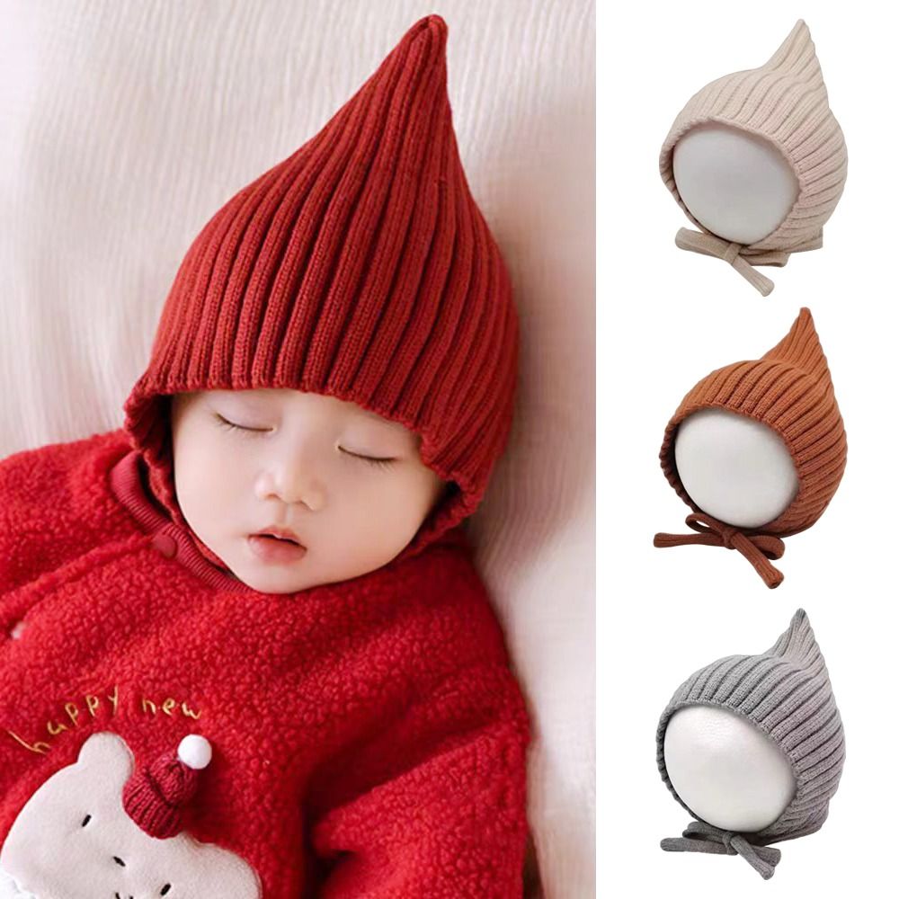 Infant Beanie Hat With Ears - لطيف بلون الطفل قبعة الشتاء الدافئة