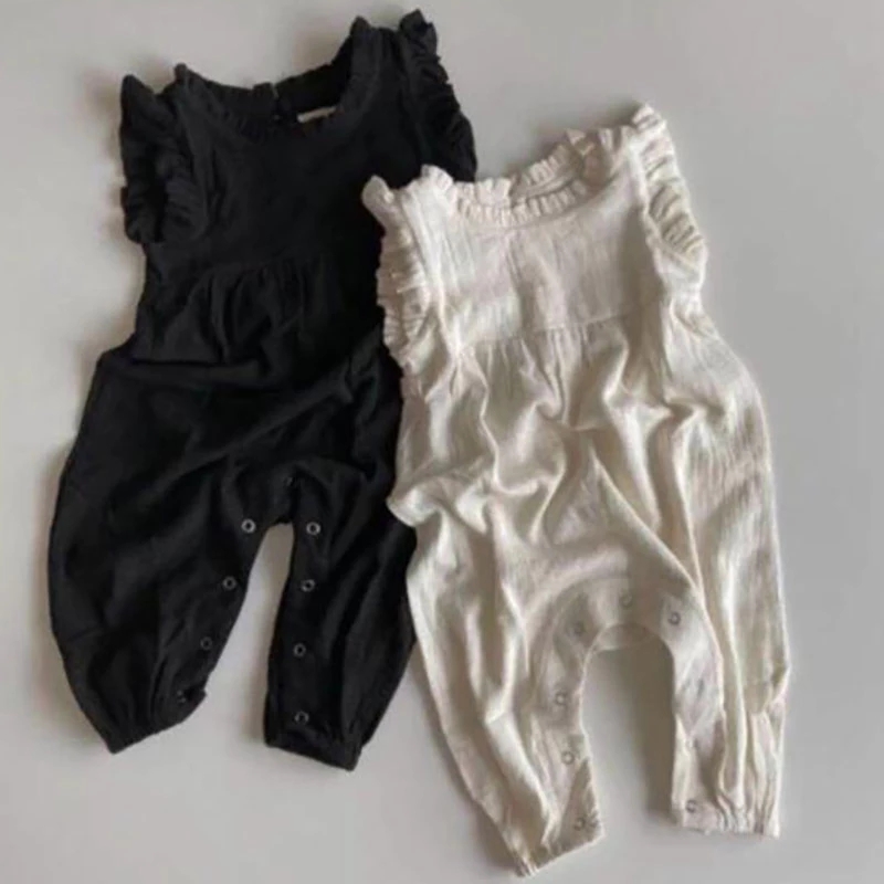 رومبيرات أطفال صيفية جديدة لعا - مراجعة Baby Summer Linen Sleeveless Jumpsuit وسعره