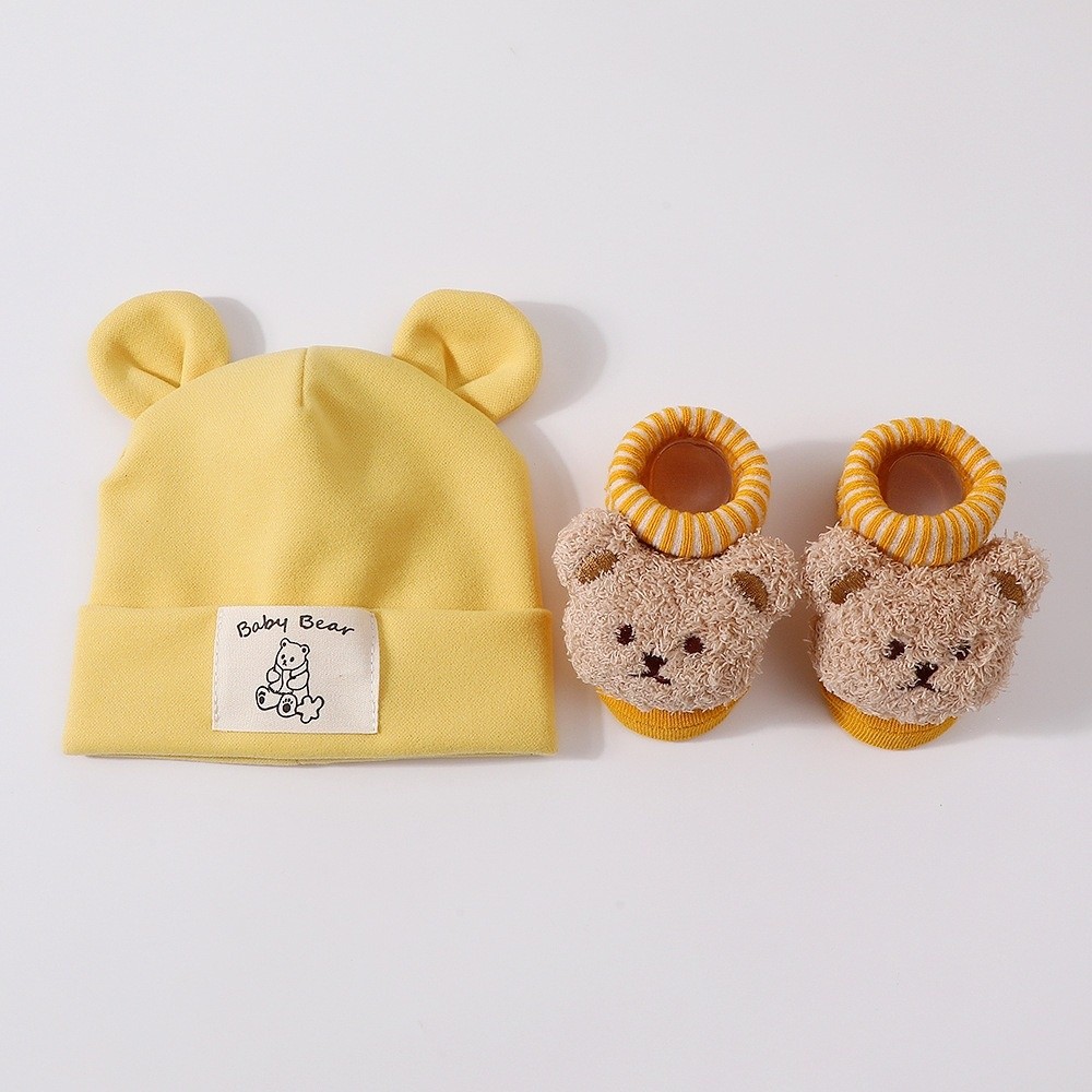 طقم قبعة وجوارب للأطفال حديثي  - مراجعة Infant Beanie Hat With Ears وسعره